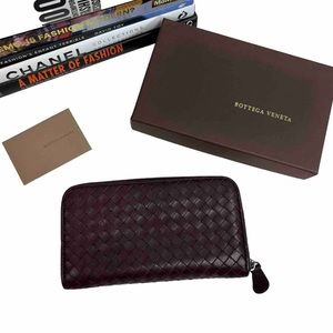 Bottega Veneta Intrecciato Wallet Woven Leather Long Zip Around